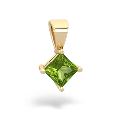 Peridot 5Mm Princess Solitaire 14K Yellow Gold pendant P1789