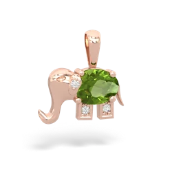 Peridot Elephant 14K Rose Gold pendant P2555