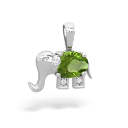 Peridot Elephant 14K White Gold pendant P2555