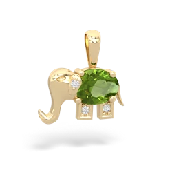 Peridot Elephant 14K Yellow Gold pendant P2555