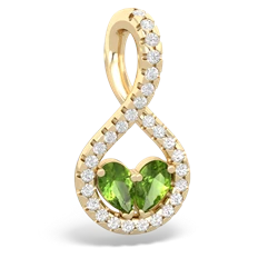 Peridot Pave Twist 'One Heart' 14K Yellow Gold pendant P5360