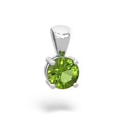 Peridot 6Mm Round Solitaire 14K White Gold pendant P1786