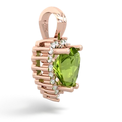 Peridot Sparkling Halo Heart 14K Rose Gold pendant P0391