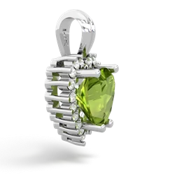 Peridot Sparkling Halo Heart 14K White Gold pendant P0391