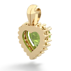 Peridot Sparkling Halo Heart 14K Yellow Gold pendant P0391