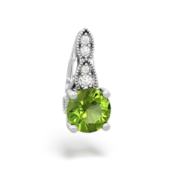 Peridot Antique Elegance 14K White Gold pendant P3100