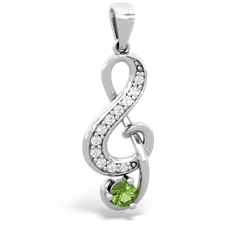 Peridot G-Clef Music 14K White Gold pendant P5830