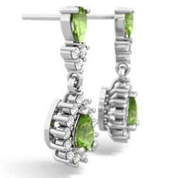 Peridot Halo Pear Dangle 14K White Gold earrings E1882