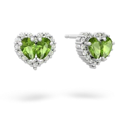 Peridot Halo 14K White Gold earrings E7008