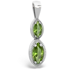 Peridot Antique-Style Halo 14K White Gold pendant P5700