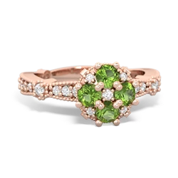 Peridot Sparkling Tiara Cluster 14K Rose Gold ring R26293RD