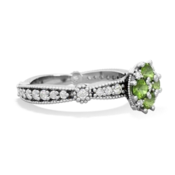 Peridot Sparkling Tiara Cluster 14K White Gold ring R26293RD