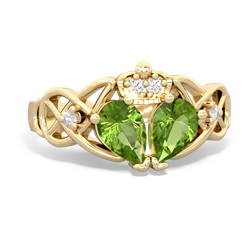 Peridot 'One Heart' Celtic Knot Claddagh 14K Yellow Gold ring R5322