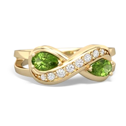 Peridot Diamond Infinity 14K Yellow Gold ring R5390