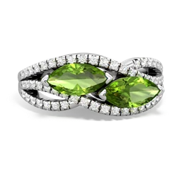 Peridot Diamond Rivers 14K White Gold ring R3070