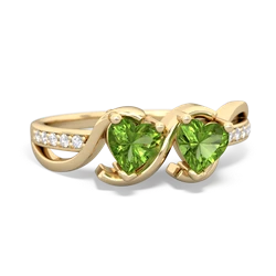 Peridot Side By Side 14K Yellow Gold ring R3090