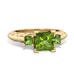 Peridot Eternal Embrace Engagement 14K Yellow Gold ring C2001