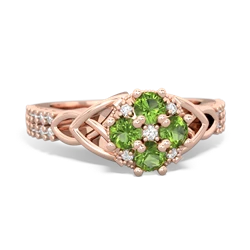 Peridot Celtic Knot Cluster Engagement 14K Rose Gold ring R26443RD