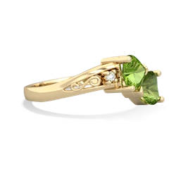 Peridot Snuggling Hearts 14K Yellow Gold ring R2178