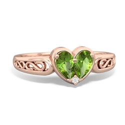 Peridot Filligree 'One Heart' 14K Rose Gold ring R5070