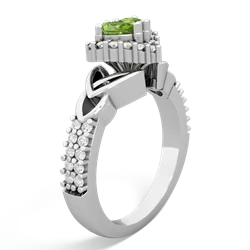 Peridot Celtic Knot Two Hearts As One 14K White Gold ring R2644HRT