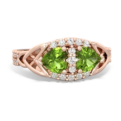 Peridot Sparkling Celtic Knot 14K Rose Gold ring R2645