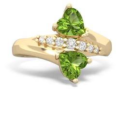 Peridot Heart To Heart 14K Yellow Gold ring R2064