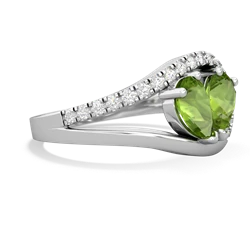 Peridot Nestled Heart Keepsake 14K White Gold ring R5650