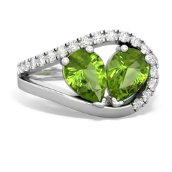 Peridot Nestled Heart Keepsake 14K White Gold ring R5650