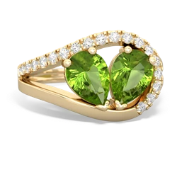 Peridot Nestled Heart Keepsake 14K Yellow Gold ring R5650