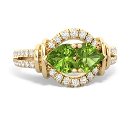 Peridot Art-Deco Keepsake 14K Yellow Gold ring R5630