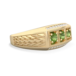 Opal Three Stone Tire Tread Men's 14K Yellow Gold ring R0520