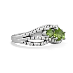 Peridot Three Stone Aurora 14K White Gold ring R3080