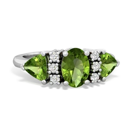 Lab Emerald Antique Style Three Stone 14K White Gold ring R2186