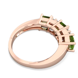 Lab Sapphire Three Stone Diamond Cluster 14K Rose Gold ring R2592