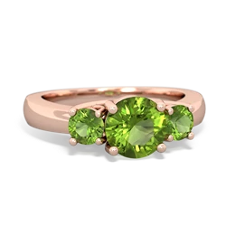 Peridot Three Stone Round Trellis 14K Rose Gold ring R4018