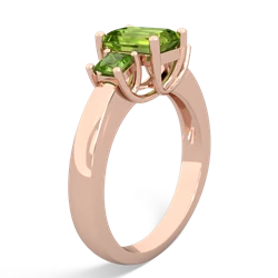 Lab Emerald Three Stone Emerald-Cut Trellis 14K Rose Gold ring R4021