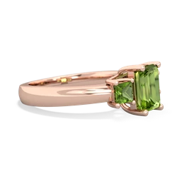 Pink Tourmaline Three Stone Emerald-Cut Trellis 14K Rose Gold ring R4021