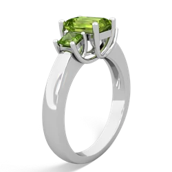 Opal Three Stone Emerald-Cut Trellis 14K White Gold ring R4021