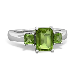 Sapphire Three Stone Emerald-Cut Trellis 14K White Gold ring R4021