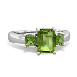 Alexandrite Three Stone Emerald-Cut Trellis 14K White Gold ring R4021