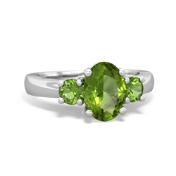 Peridot Three Stone Oval Trellis 14K White Gold ring R4024