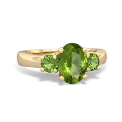 Peridot Three Stone Oval Trellis 14K Yellow Gold ring R4024