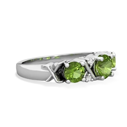 Lab Emerald Hugs And Kisses 14K White Gold ring R5016