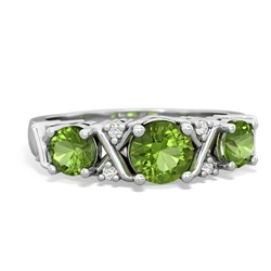 Peridot Hugs And Kisses 14K White Gold ring R5016