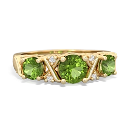 Peridot Hugs And Kisses 14K Yellow Gold ring R5016