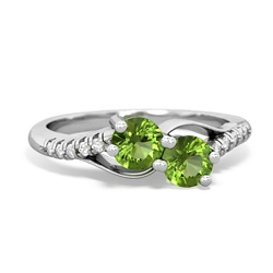 Peridot Infinity Pave Two Stone 14K White Gold ring R5285