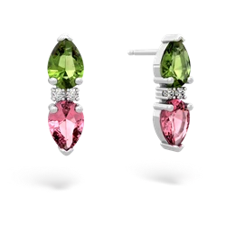 Peridot Bowtie Drop 14K White Gold earrings E0865