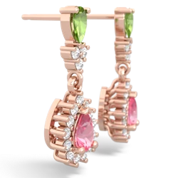 Peridot Halo Pear Dangle 14K Rose Gold earrings E1882