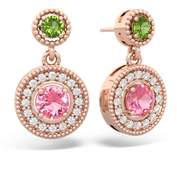 Peridot Halo Dangle 14K Rose Gold earrings E5319